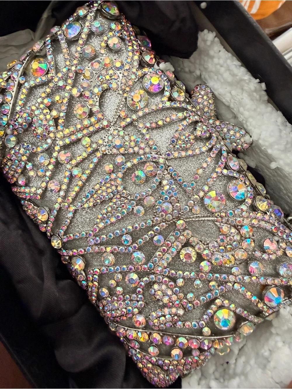 Swarovski Silver Crystal-Aurora Embellished Kids Clutch